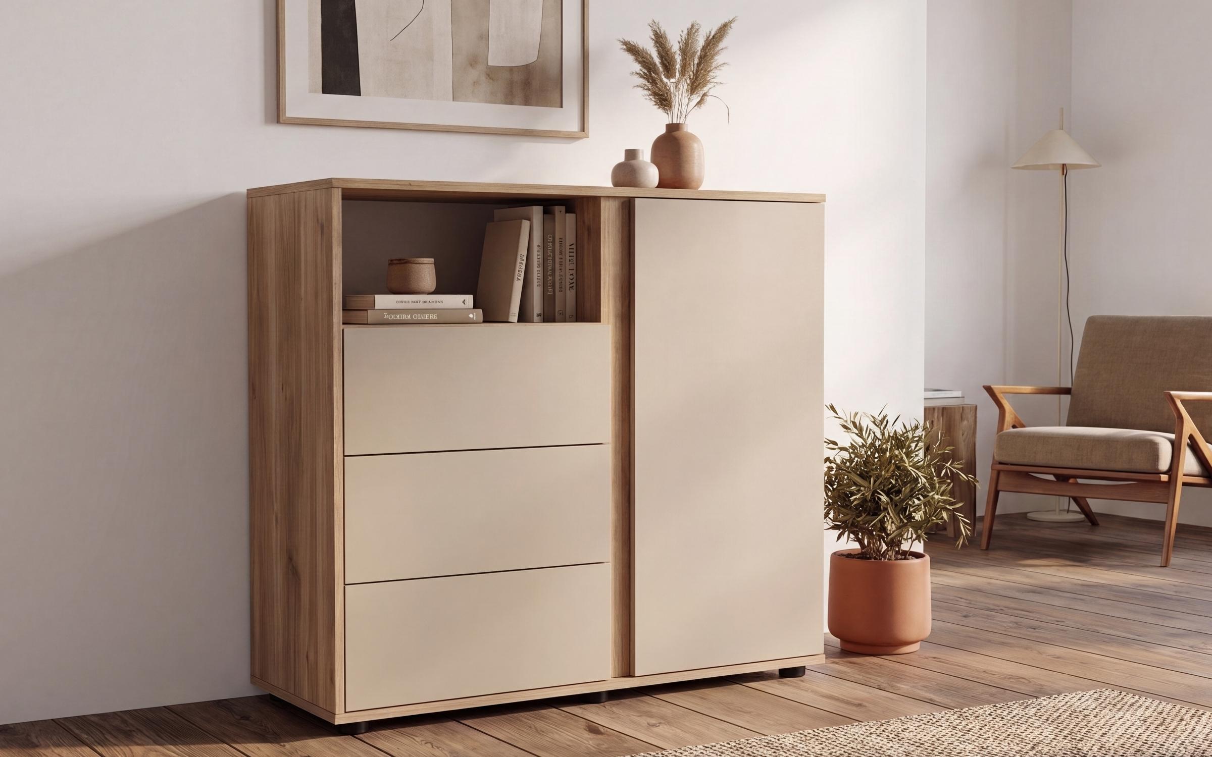 Comoda Space C, casmir + stejar Castello honey  1